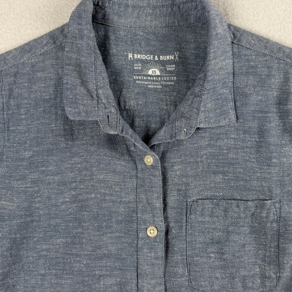 Bridge and Burn Women’s Lana Button Up Shirt Short Sleeve Blue XS - Picture 8 of 9